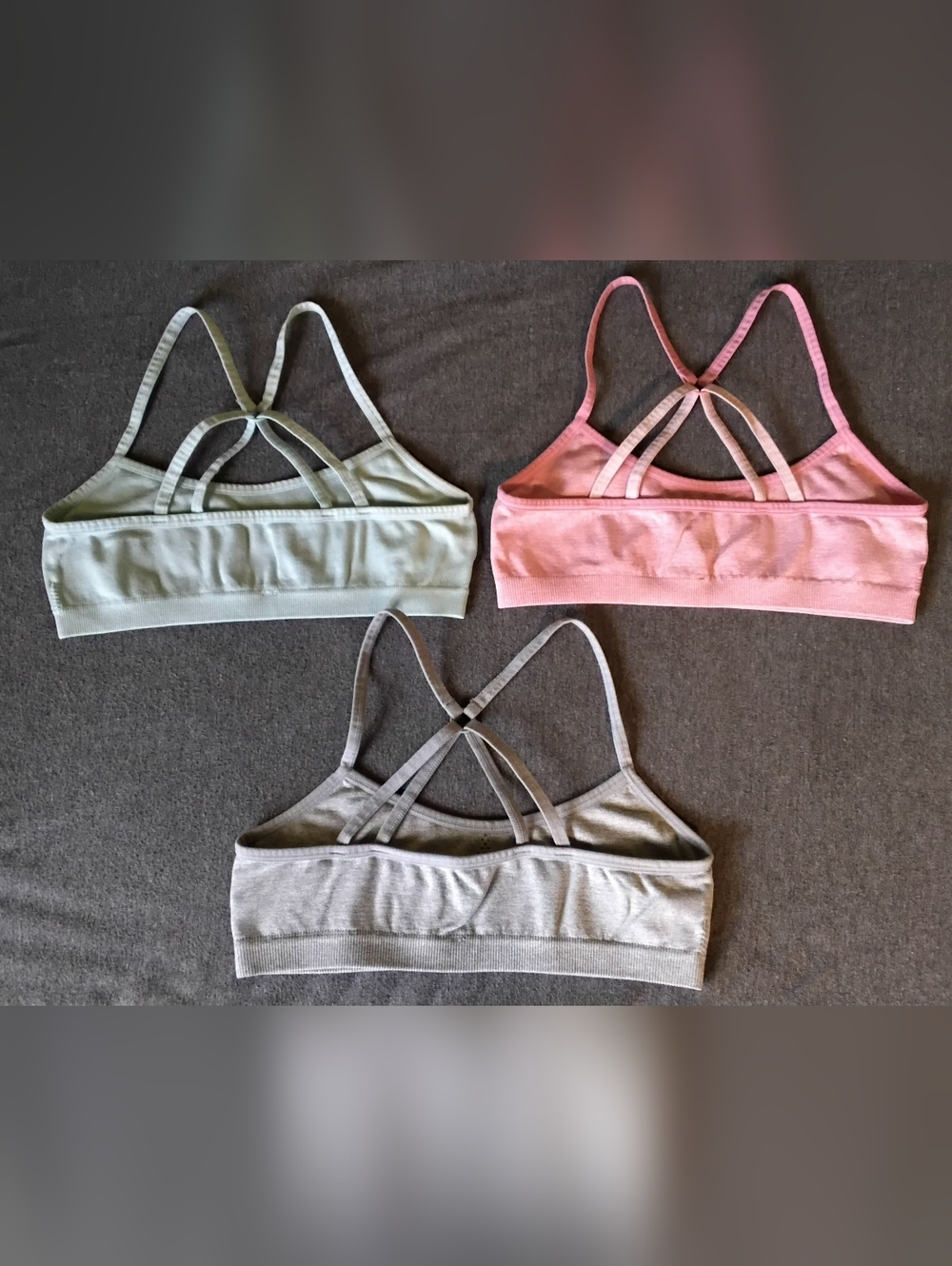 Hanes Girls Training Bra Bundle 3 Pack Pink Gray Mint Sz S 6/6X - Picture 2 of 11
